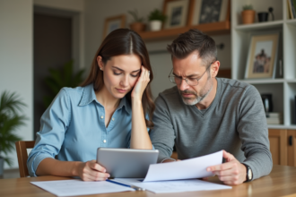 Couple d'adultes au travail dans la cuisine moderne