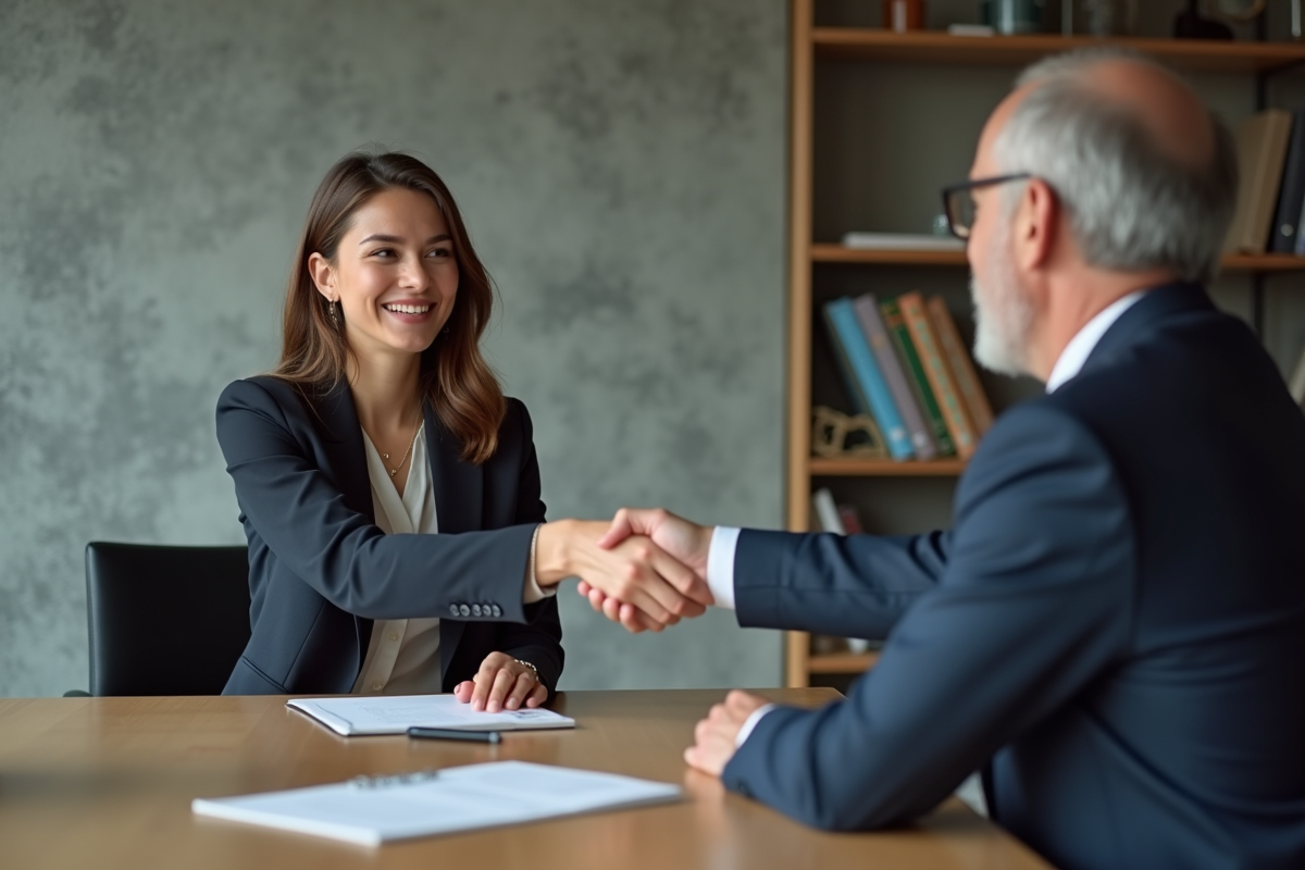 Femme professionnelle serrant la main d