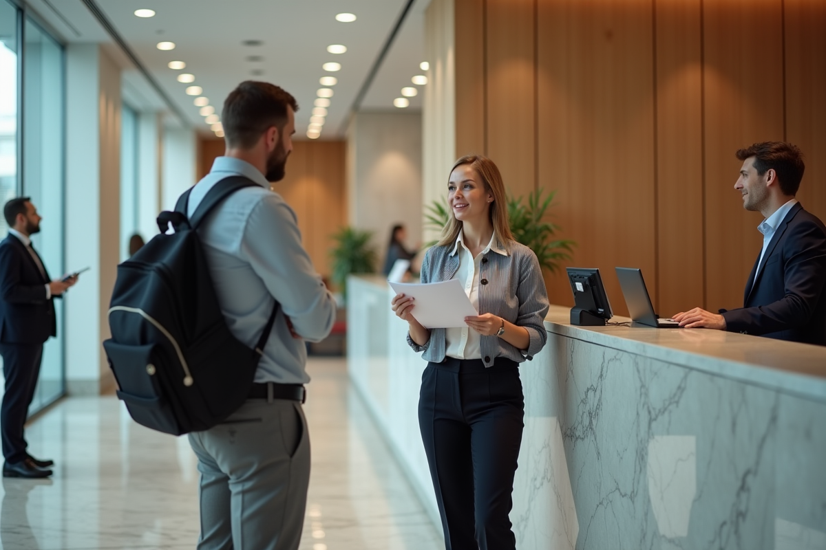 Femme discutant avec un conseiller bancaire dans une agence