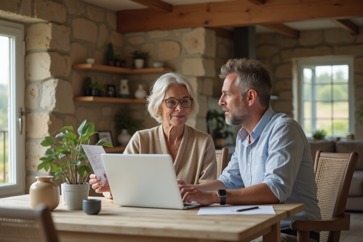 Femme discutant avec un conseiller dans une maison de vacances