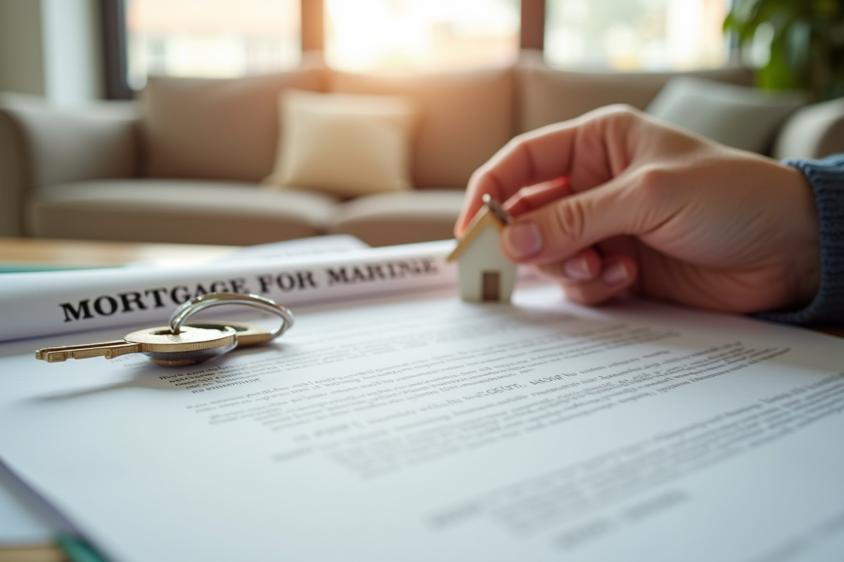 Main tenant un contrat de mortgage avec une clé de maison