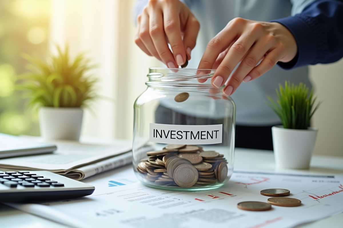 Mains déposant des pièces dans un pot d investissement