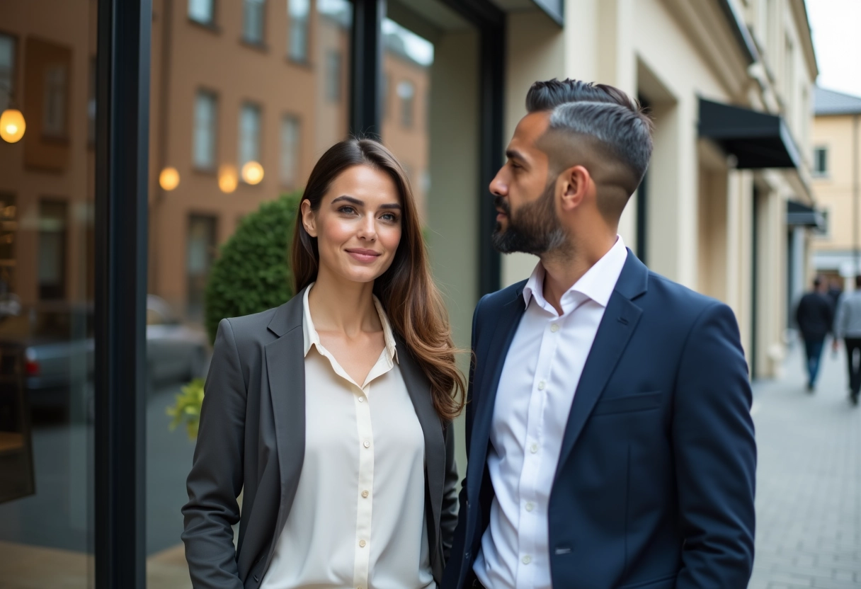 Femme confiante discutant plans de maison avec conseiller